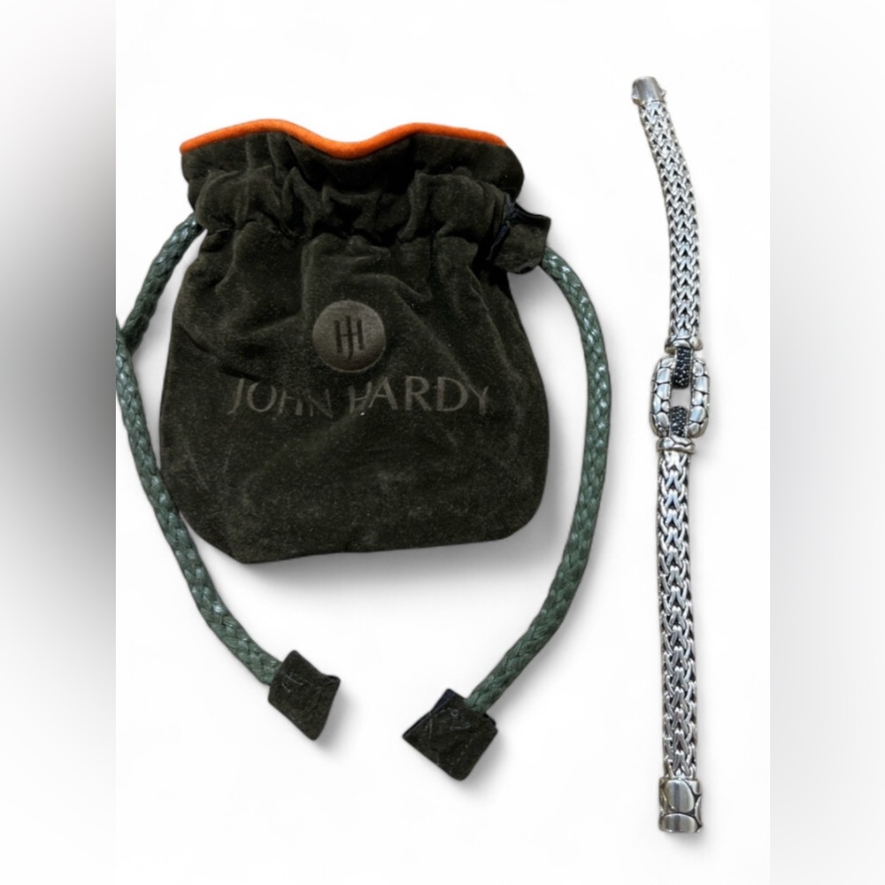 John Hardy Silver Woven Woman’s black Kali Bracelet